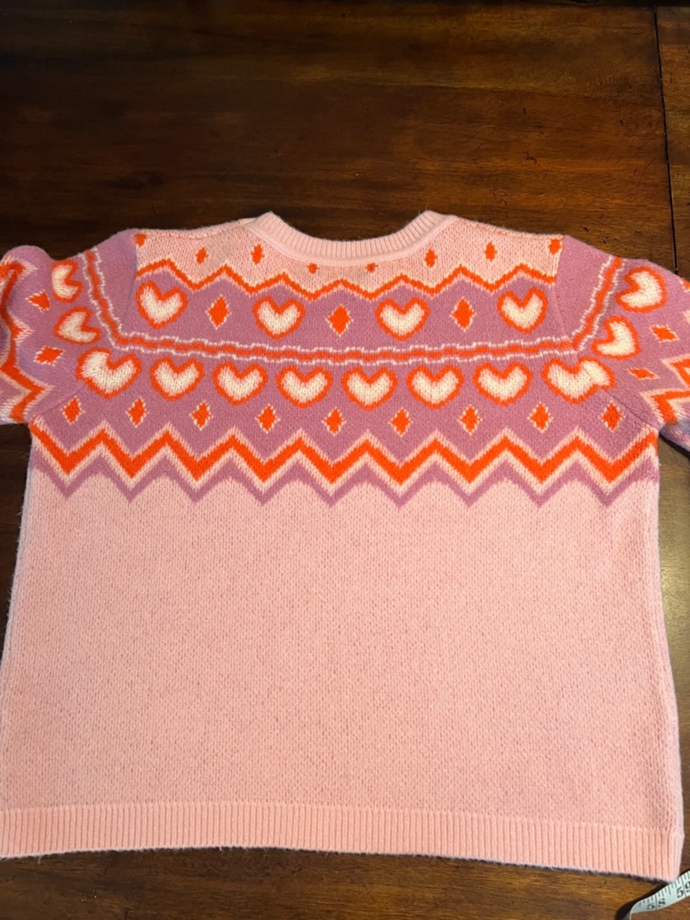 English Factory Pink Orange Heart Pattern Sweater XL - Picture 3 of 8